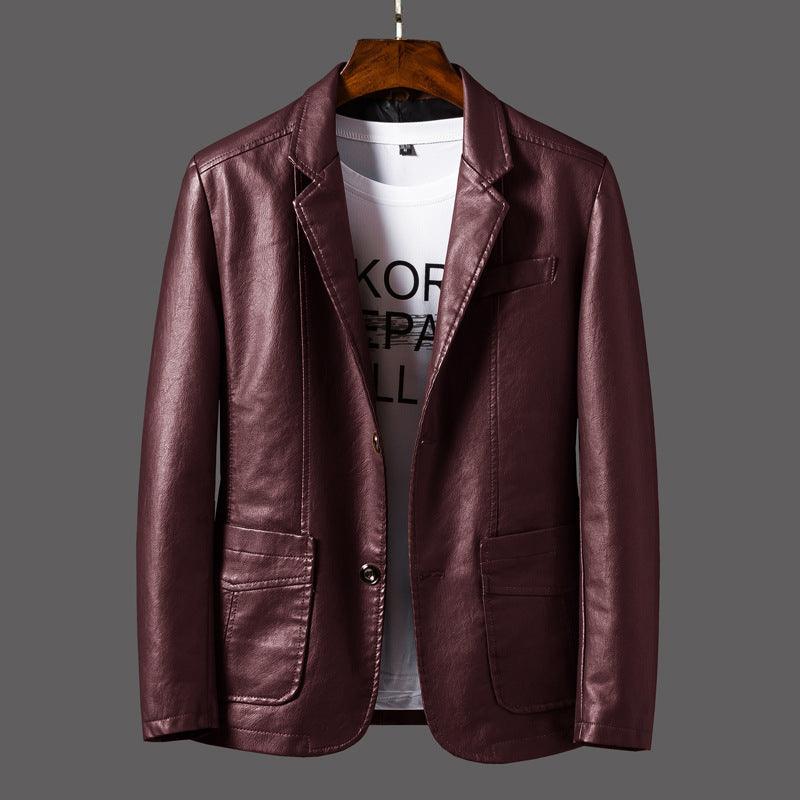 Leather Jacket Thin Lapel - MAXIME