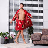 Two-piece Pattern Bathrobe Nightgown And Short Pajama Pants - MAXIME