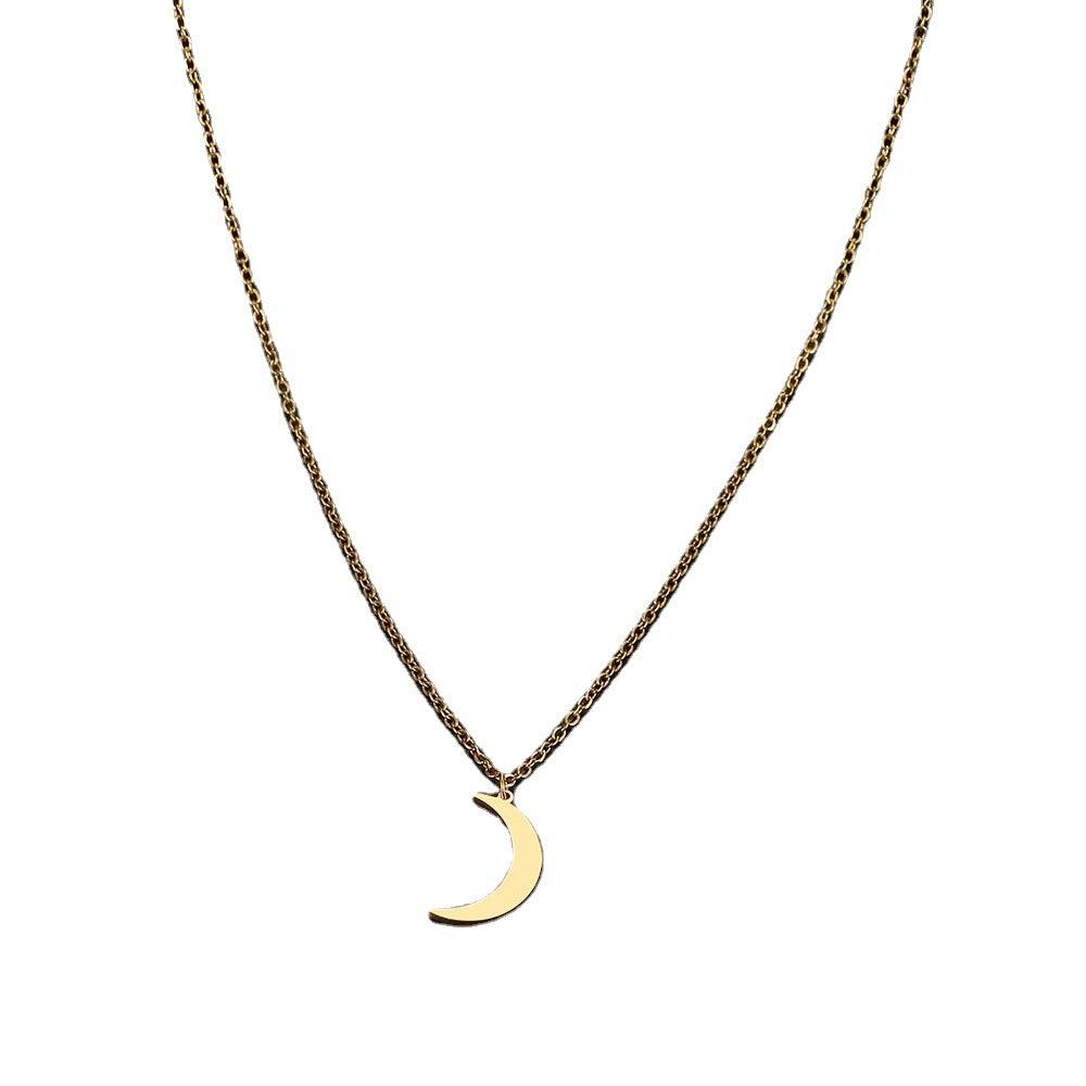 Women's Fashion Simple Stainless Steel Moon Pendant Necklace - MAXIME