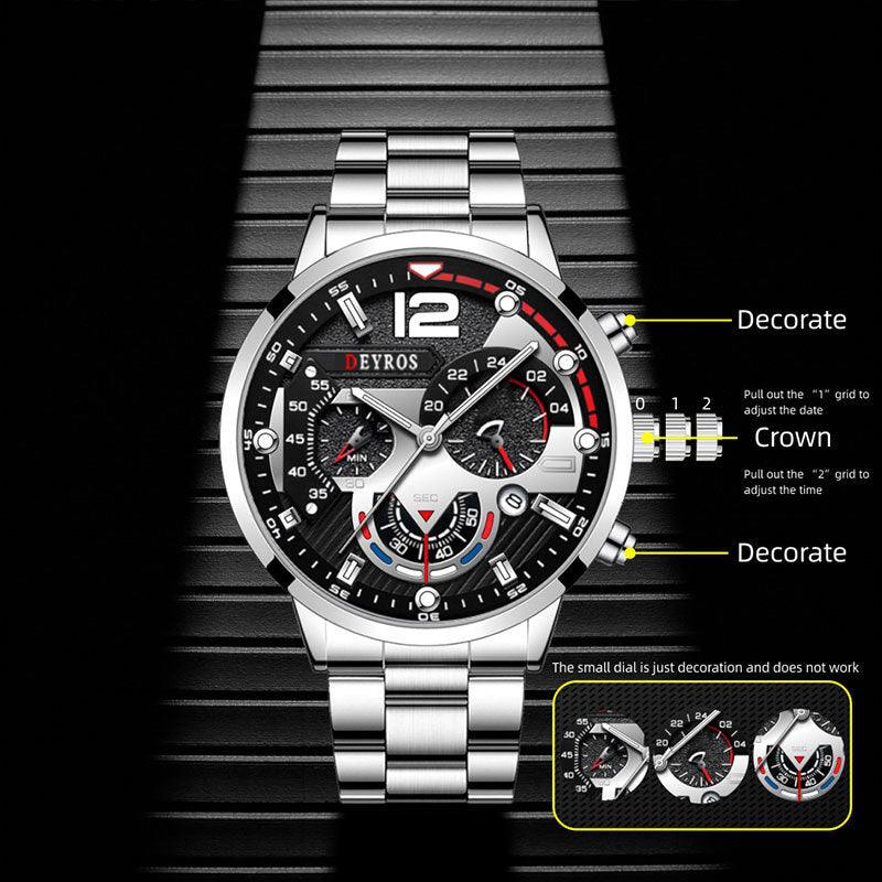 Men's Fashion Casual Six-pin Steel Belt Watch Quartz Watch - MAXIME