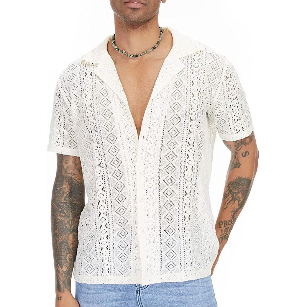 Maxime Lace Shirt Hollow Out See-through - MAXIME