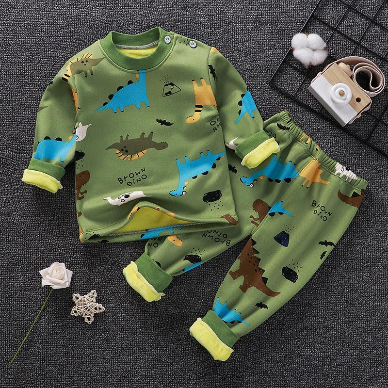 Children's Underwear Suit Fleece-lined Thickened Boys Girls Autumn Clothing - MAXIME