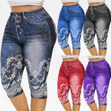 Denim Yoga Pants Jeans Leggings High Waist Capri Pants Jeggings - MAXIME