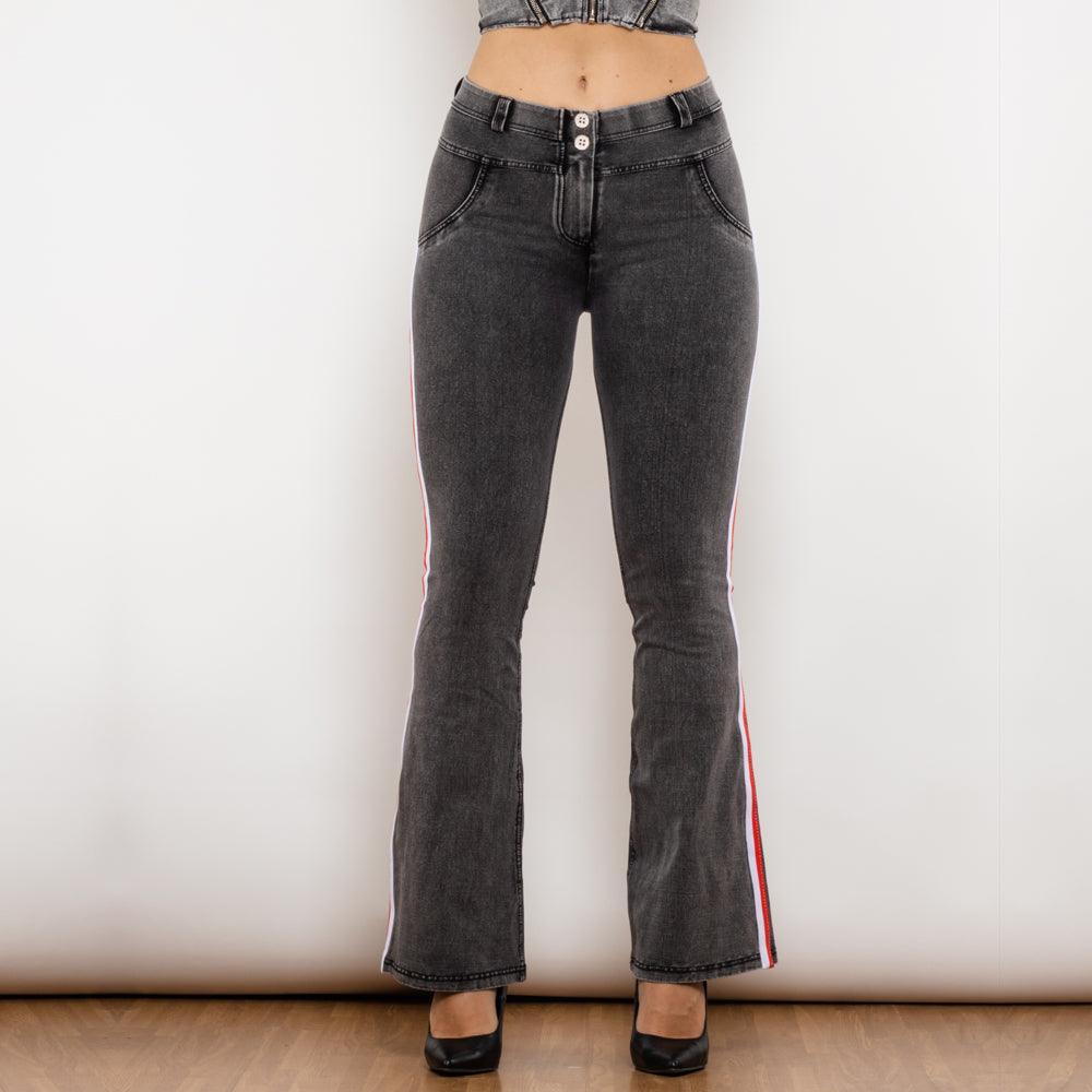 Melody Side Striped Sexy Push Up Jeans Denim Flare Pants - MAXIME