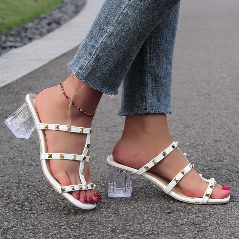 New Square Toe Transparent Sandals - MAXIME