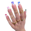 Nails Multicolored Wave Pattern Extra Long Ballerina Frosted Nail Art - MAXIME