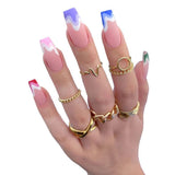 Nails Multicolored Wave Pattern Extra Long Ballerina Frosted Nail Art - MAXIME