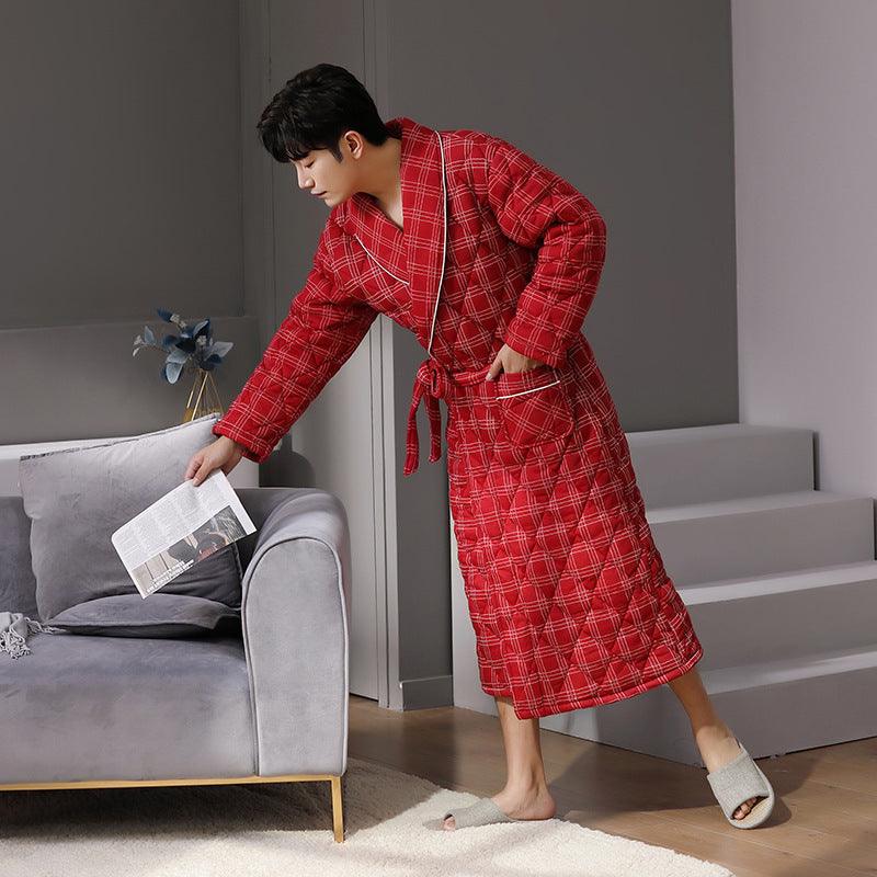 Long Sleeved Autumn And Winter Thin Quilted Bathrobe - MAXIME