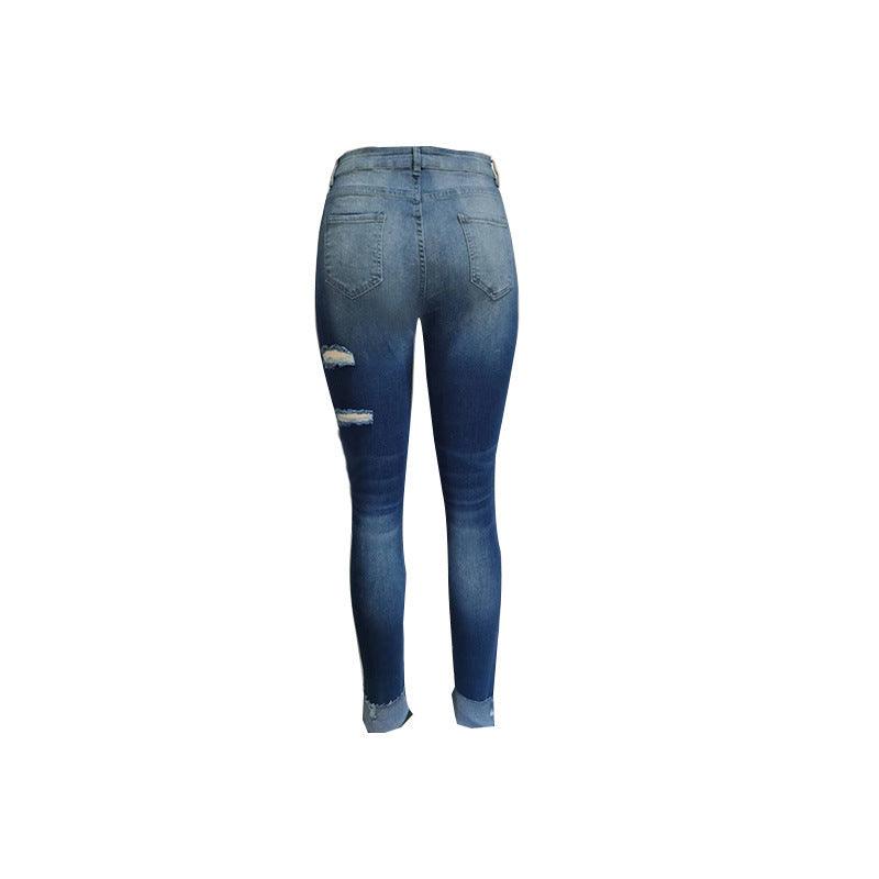 Broken Holes Skinny Skinny Hip Raise Fashion Jeans - MAXIME