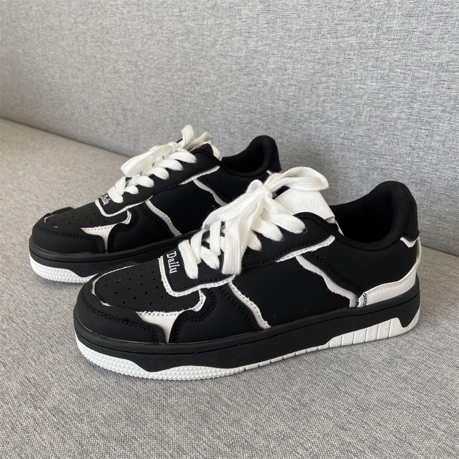 Black And White Color Contrast Panda Shoes - MAXIME