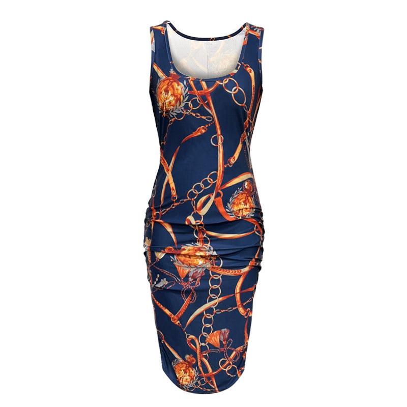 Women's Positioning Print Sleeveless Plus Size Dress - MAXIME