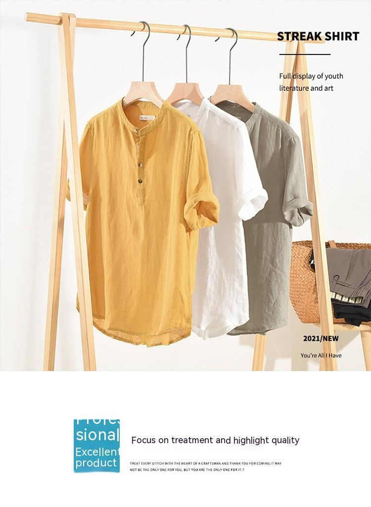 Summer Half Sleeves Cotton Linen Shirt - MAXIME