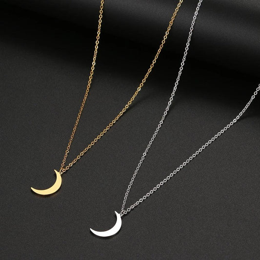 Women's Fashion Simple Stainless Steel Moon Pendant Necklace - MAXIME