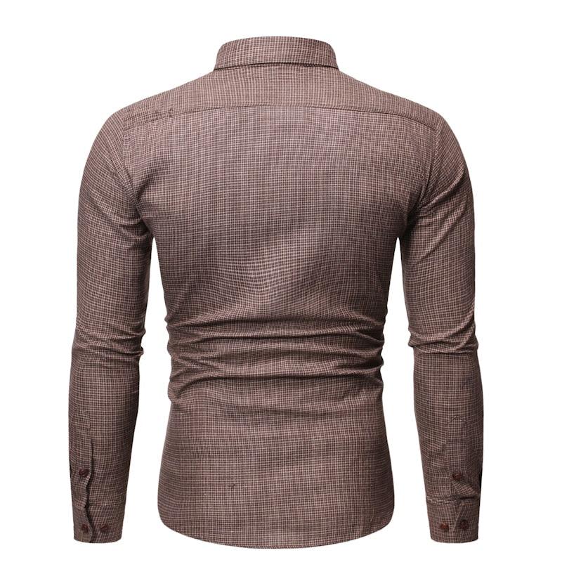 Casual Check Lapel Men's Double Pocket Slim Large Size Long Sleeve Shirt - MAXIME