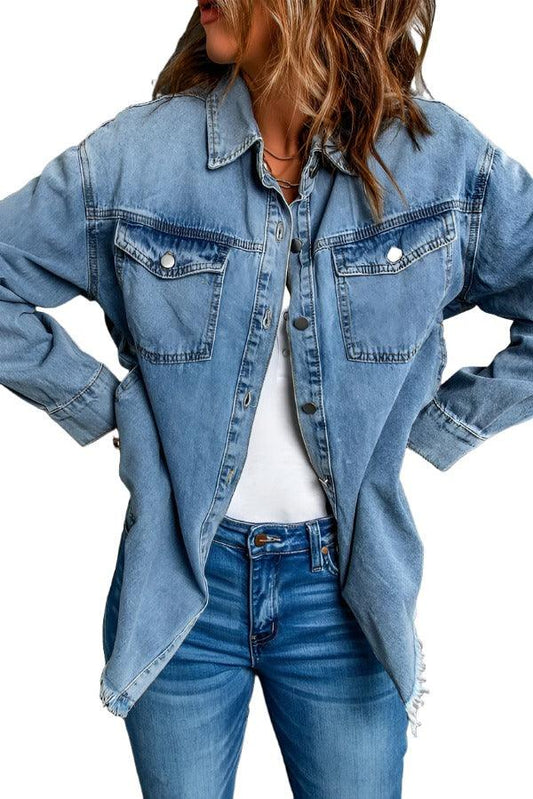 Women's Street Style Lapel Loose Denim Jacket - MAXIME