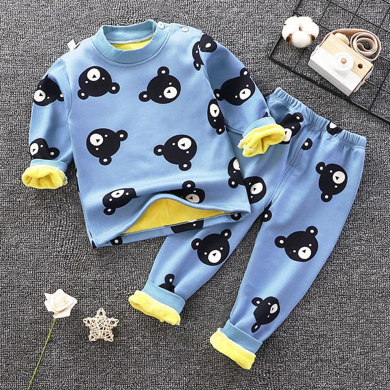 Children's Underwear Suit Fleece-lined Thickened Boys Girls Autumn Clothing - MAXIME