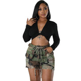 Stretch Camouflage Denim Shorts - MAXIME