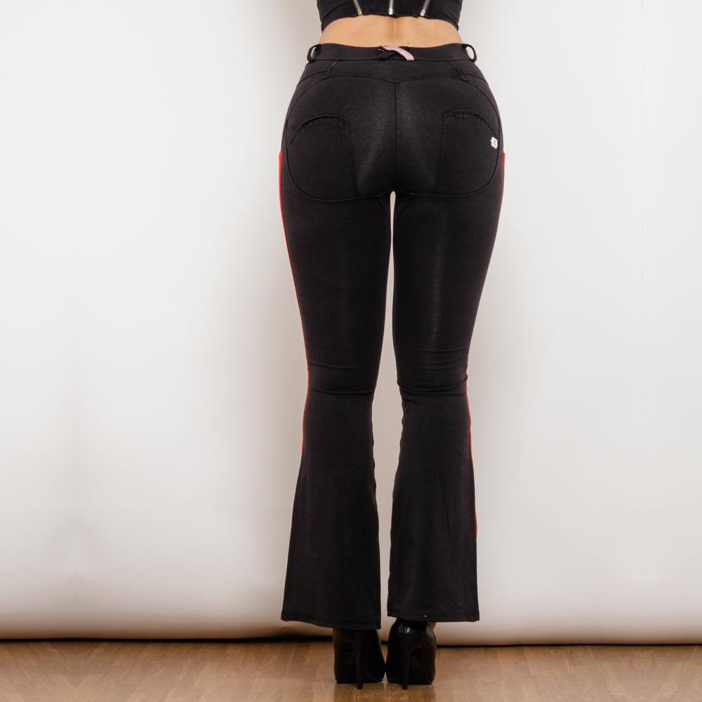 Melody Side Stripe Stretch Pants SlimBum Black Jeans - MAXIME