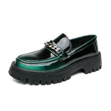 Thick Leather Glossy Casual Loafers - MAXIME