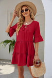 Maxime Short Sleeve Lace-up Dress - MAXIME