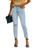 Denim Ripped Ankle-length Casual Pants - MAXIME