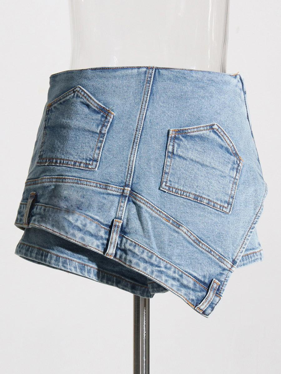 Denim Stitching Shorts - MAXIME