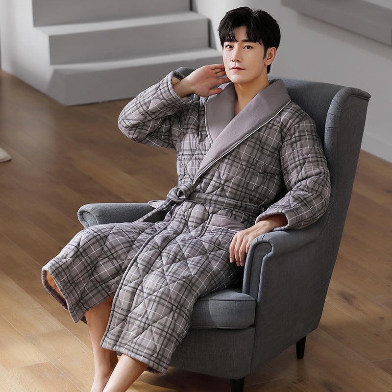 Long Sleeved Autumn And Winter Thin Quilted Bathrobe - MAXIME