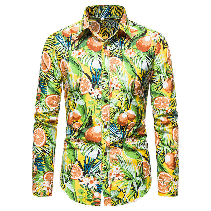 Mens Casual Long Sleeved Floral Shirt - MAXIME