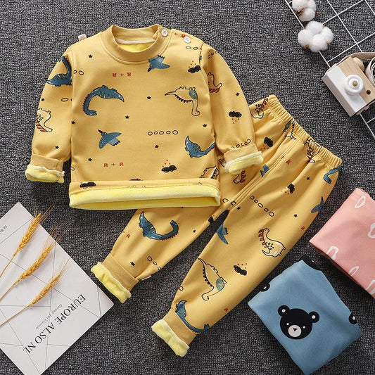 Children's Underwear Suit Fleece-lined Thickened Boys Girls Autumn Clothing - MAXIME