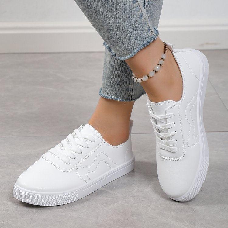 Lace Up Casual Comfortable White Shoes - MAXIME