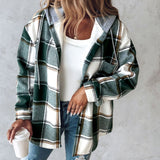 Maxime Wear Solid Color Plaid Hooded Jacket - MAXIME