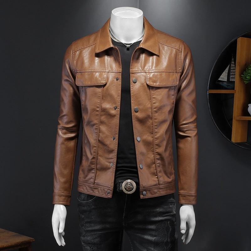 Men's Long-sleeved Leather Coat - MAXIME