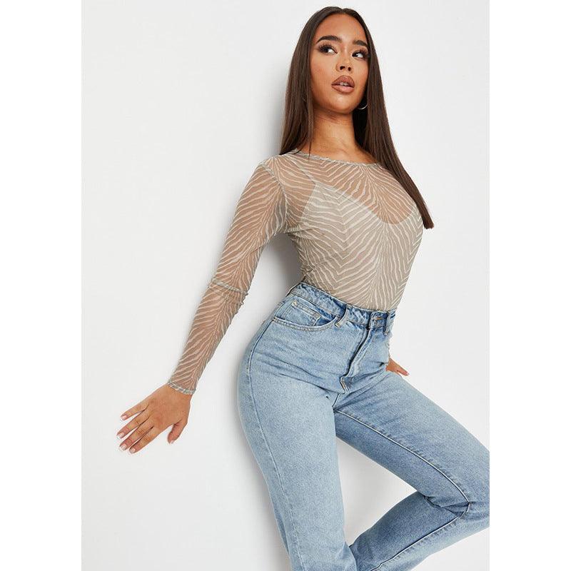 Slim See-through Series Base Shirt Top - MAXIME