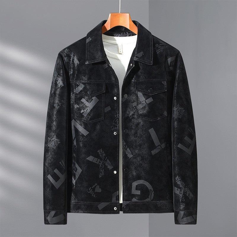 Men's Lapel Leather Jacket - MAXIME