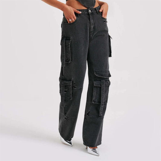 Low Waist Three-dimensional Pocket Stitching Jeans - MAXIME