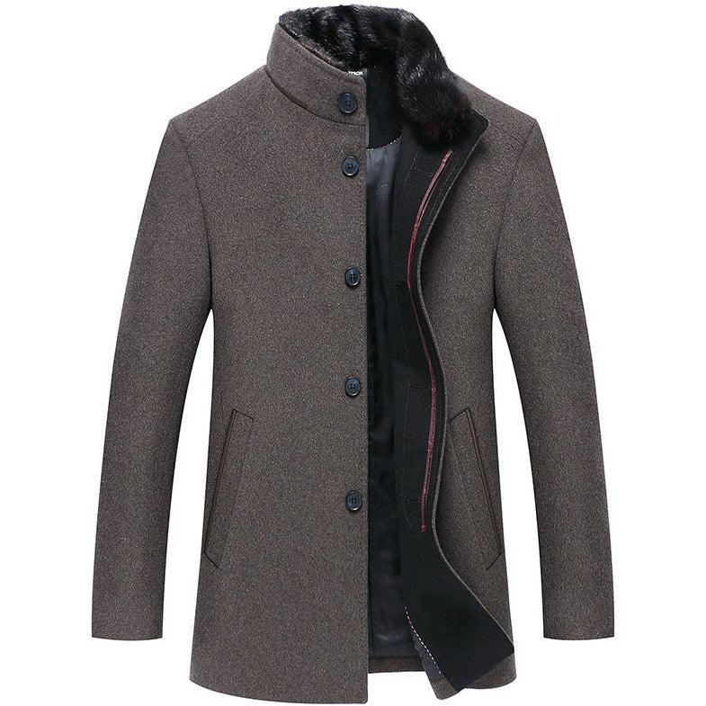 Men's Stand Collar Woolen Coat - MAXIME