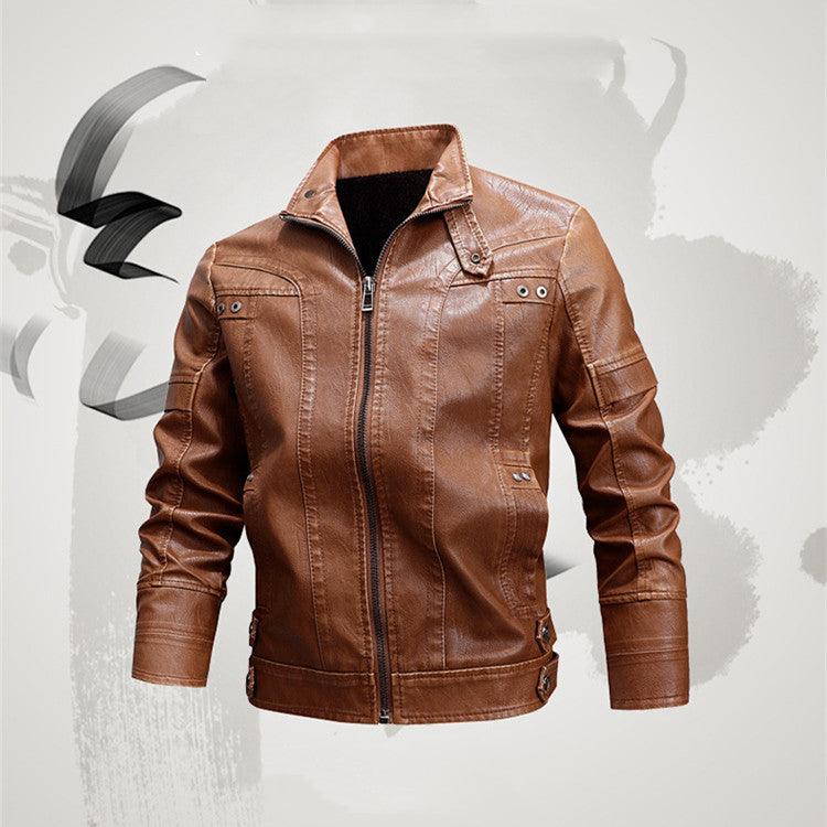 Men's Loose Lapel Leather Coat - MAXIME