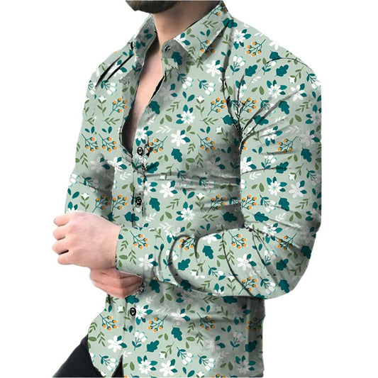 Men's Casual Long Sleeved Large Floral Shirt - MAXIME