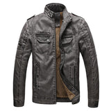 Leather Jacket Plus Velvet Washed - MAXIME