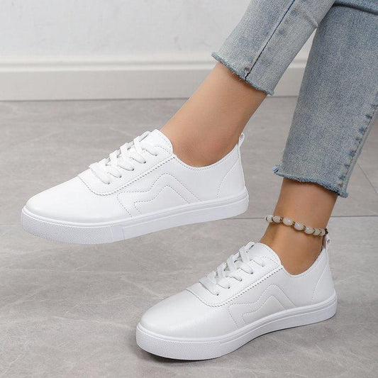 Lace Up Casual Comfortable White Shoes - MAXIME