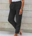 Maxime High Waist Elastic Waist Cotton Casual Pants - MAXIME