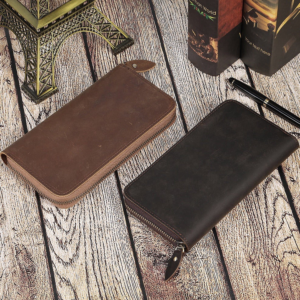 Genuine Leather Long Wallets for Men Cash Credit Card Holder Purse Male - MAXIME