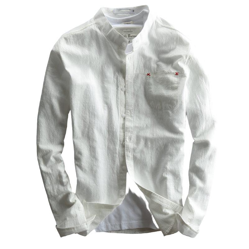 Slim-fit Cotton And Linen Style Small Shirt Men - MAXIME