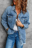 Women's Street Style Lapel Loose Denim Jacket - MAXIME