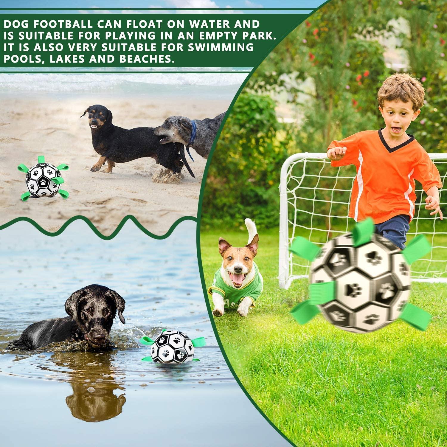 Dog Toys Interactive Pet Football Toys with Grab Tabs Dog Outdoor training Soccer Pet Bite Chew Balls for Dog accessories - MAXIME