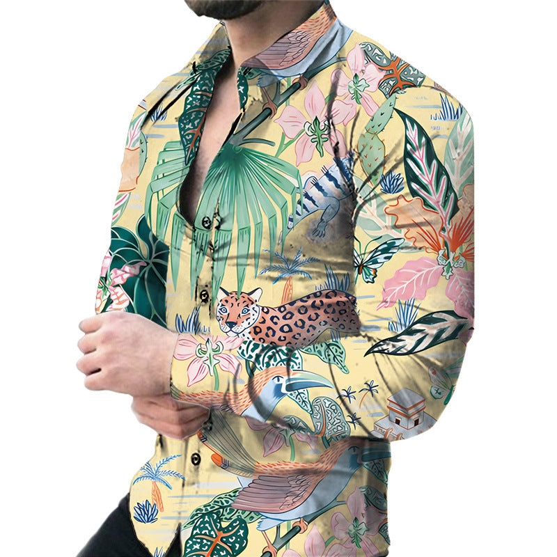 Men's Casual Long Sleeved Large Floral Shirt - MAXIME