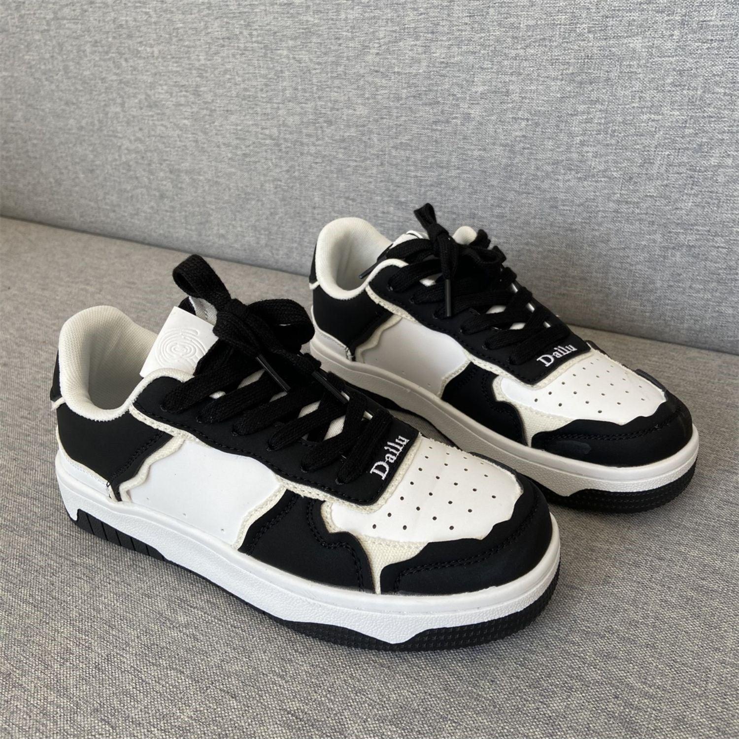 Black And White Color Contrast Panda Shoes - MAXIME