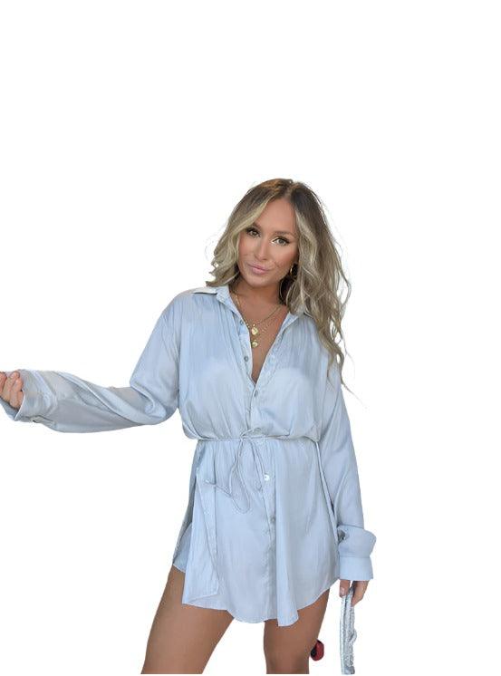 Women's Long Sleeve Jumpsuit Shirt Dress - MAXIME