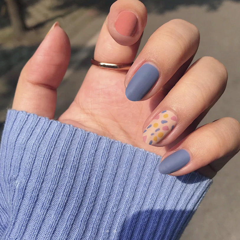 Ashionable Blue And Graffiti Pattern Wearable Nails - MAXIME