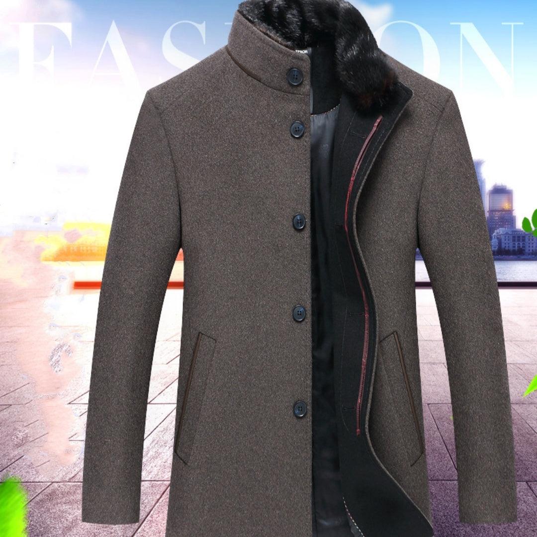 Men's Stand Collar Woolen Coat - MAXIME